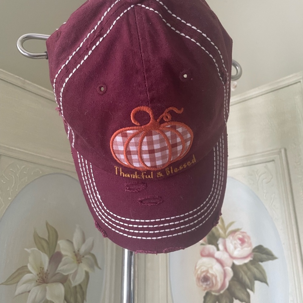 Kids Burgundy Pumpkin Cap - Picture 2 of 2